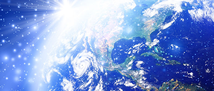 Blue space with the world and sunrise, Earth globe image provided by NASA .jpg
