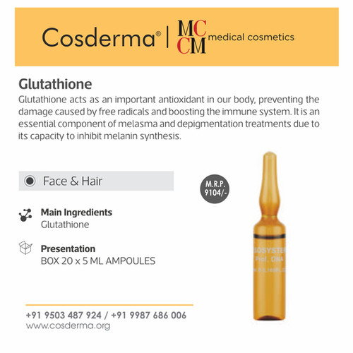 MCCM Glutathione for Hair Strengthening & Scalp Health | 20 X 5ml Ampoules Box | Cosderma MCCM Glutathione for Hair Strengthening & Scalp Health | 20 X 5ml Ampoules Box | Cosderma