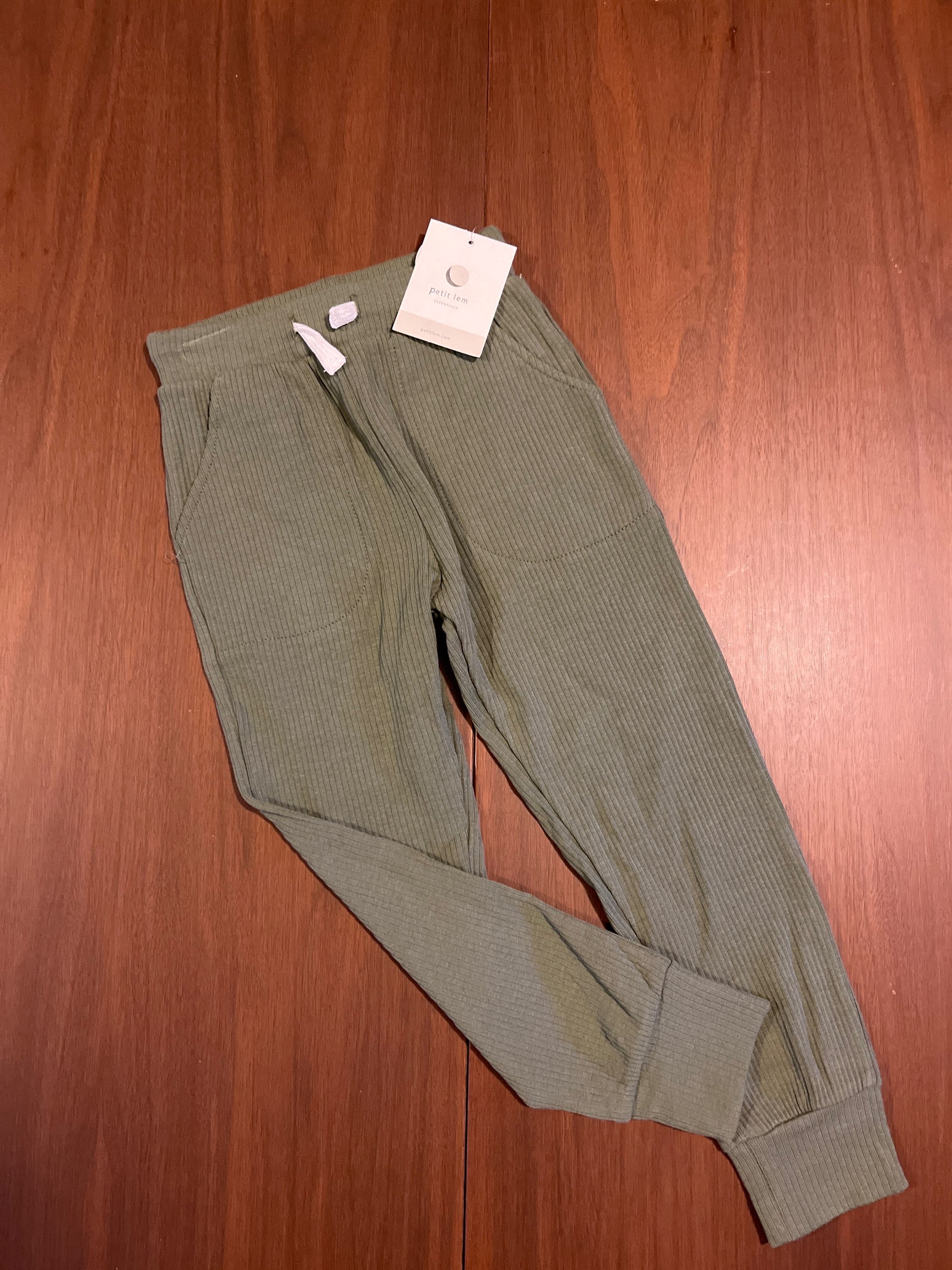 Petit Lem Ribbed Cotton Pant, Green 