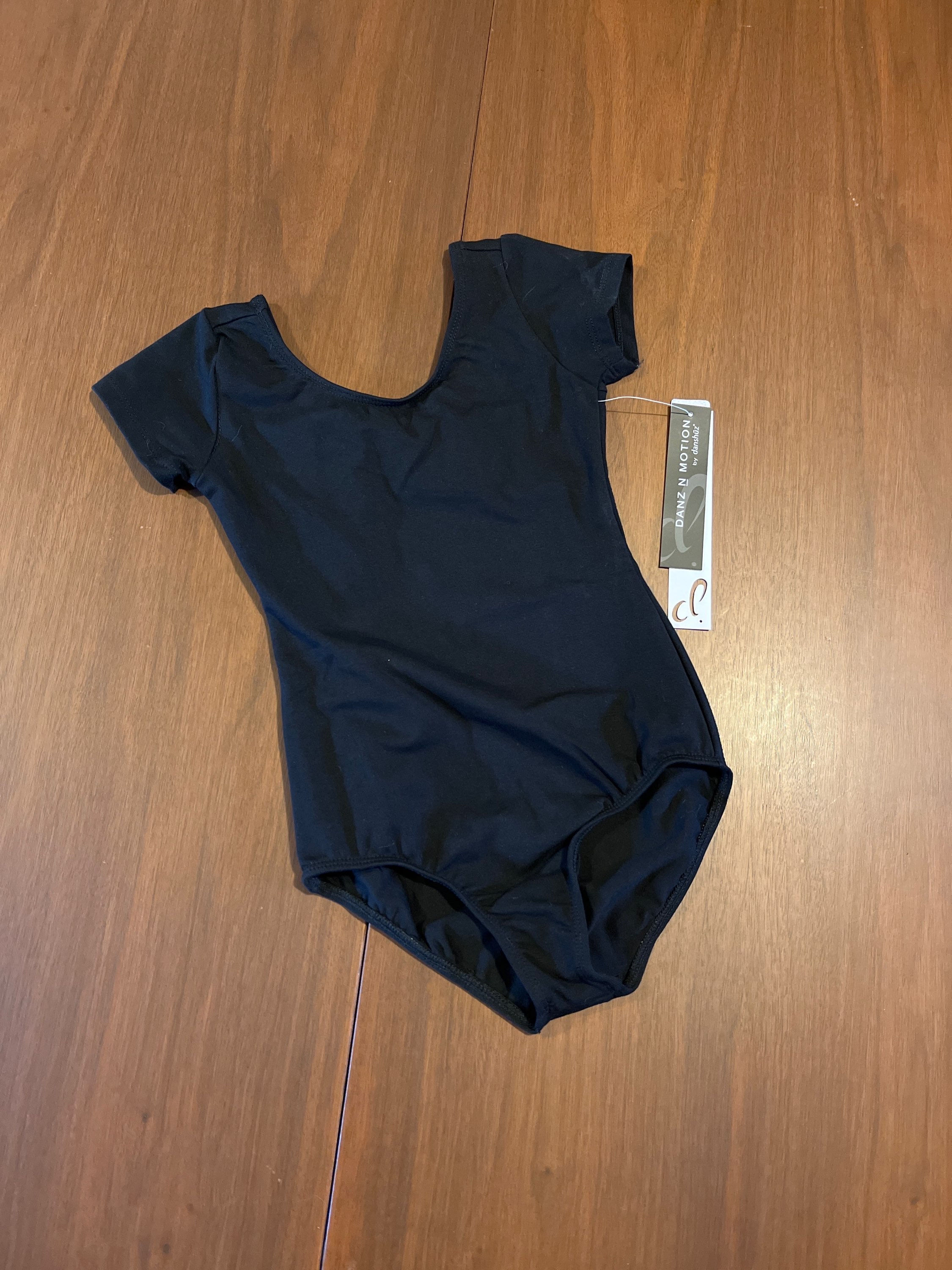 Danz N Motion Cap Sleeve Leotard, Black, 4-6