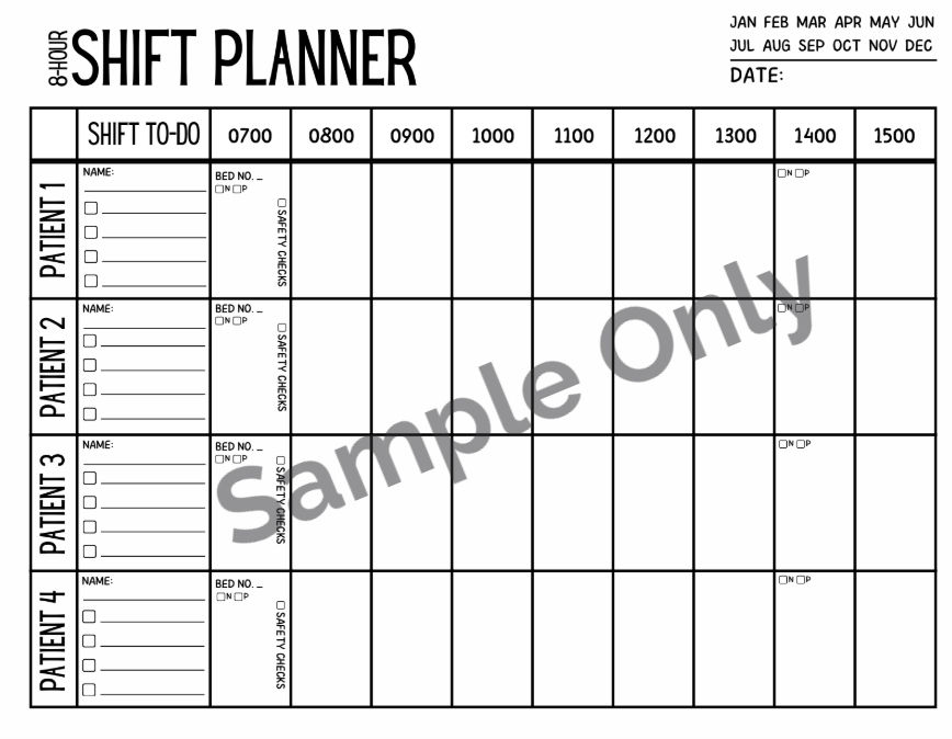 8 hour shift planner