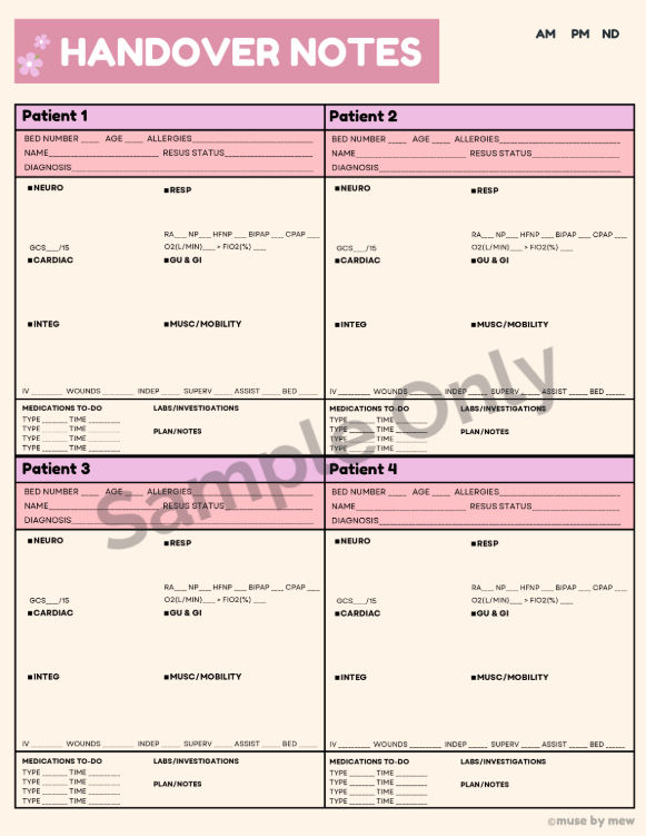 handover notes