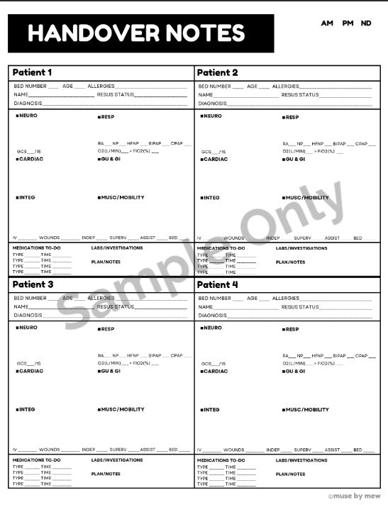 handover notes