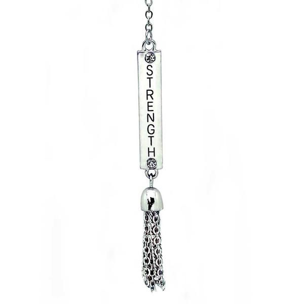 Thumbnail: Angelina Crystal Engraved Vertical Bar Necklace
