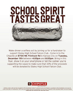 Chipotle Falcon Club Fundraiser Next Tuesday 12/11