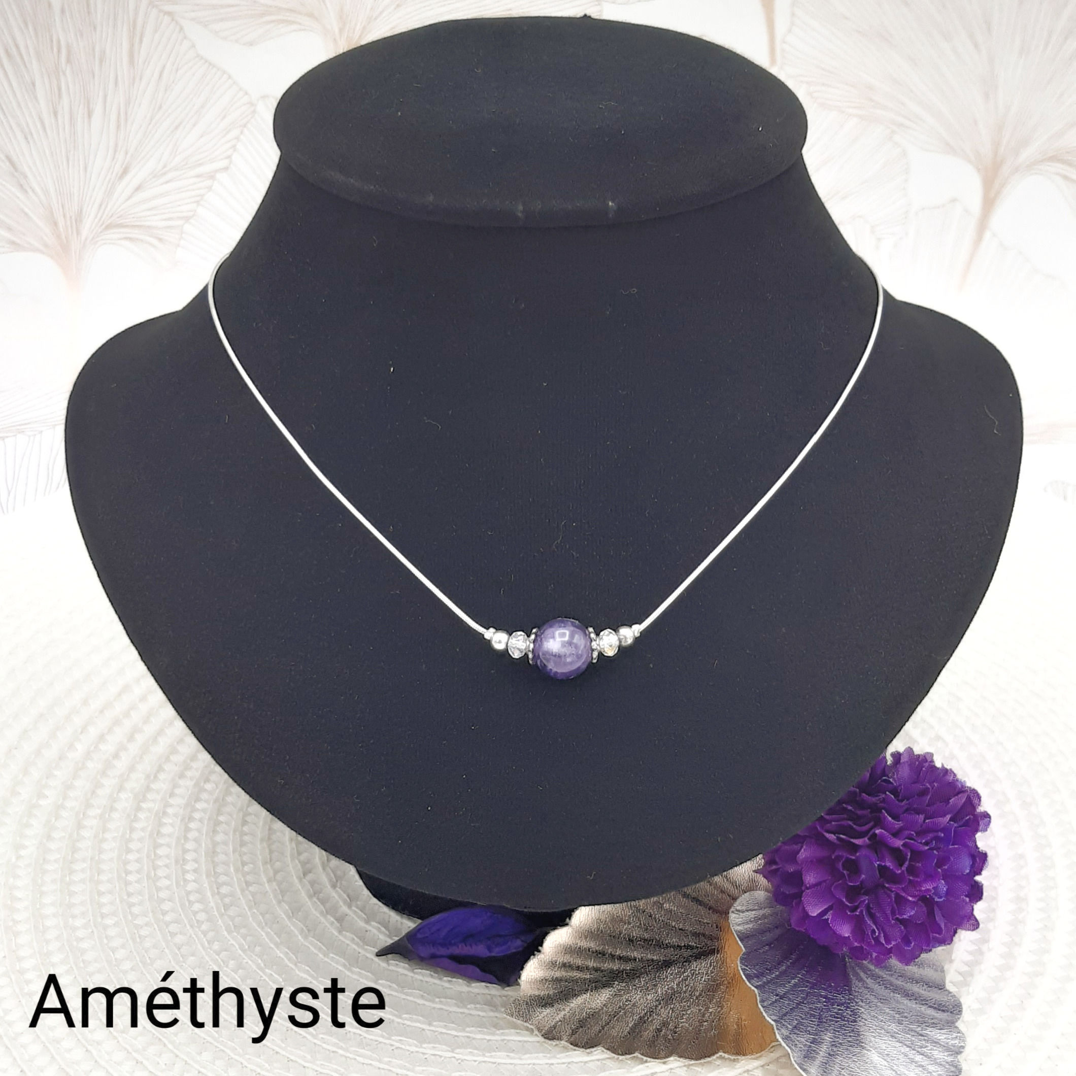 Collier Améthyste -Ras de cou