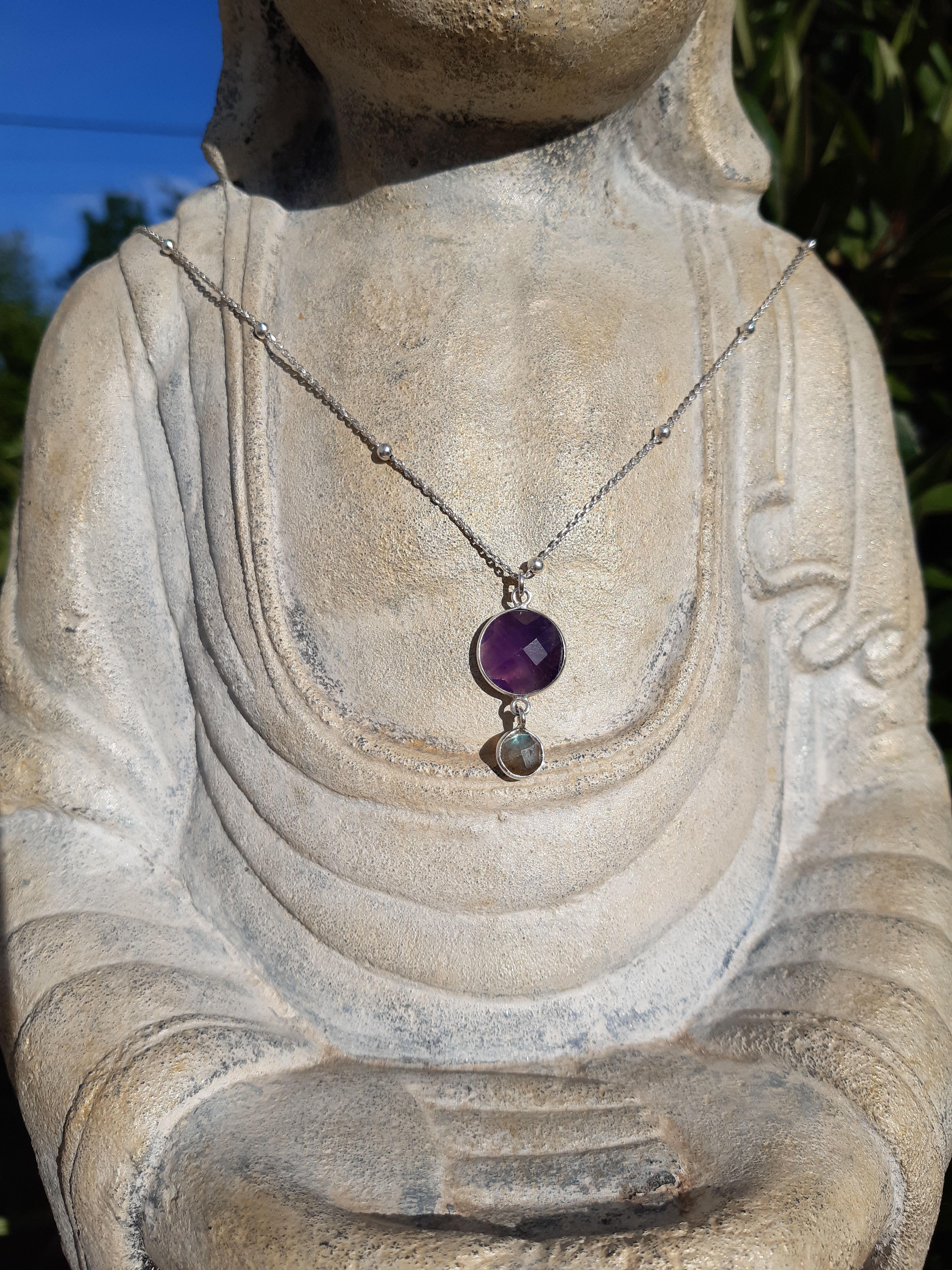 Collier argent - Améthyste - Labradorite