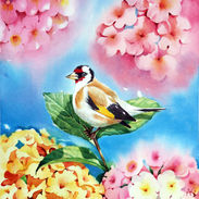 Goldfinch Lantanas illustration watercolour