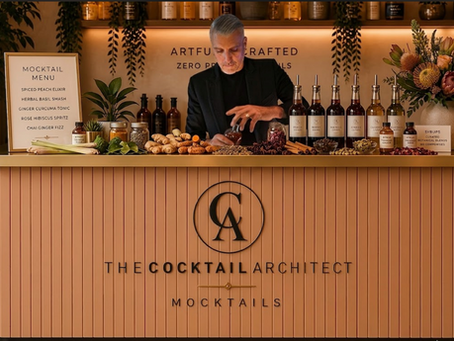 Yusef austin behind his mocktail bar
