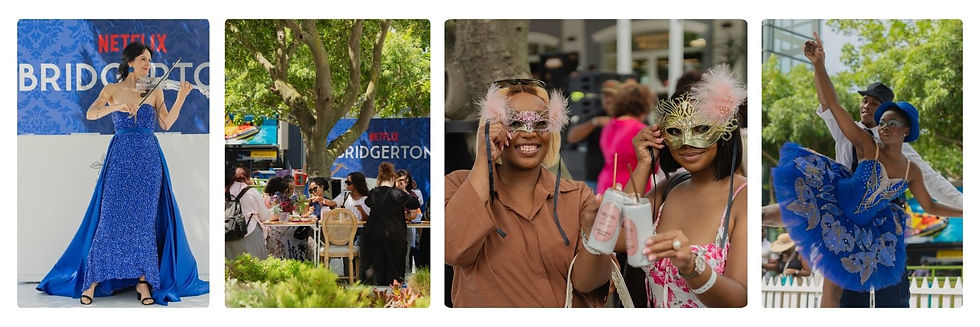 Naomi Tagg performing solo violin at the Bridgerton activation at the V&A Waterfront