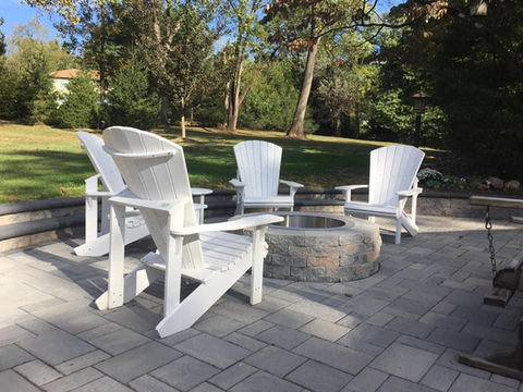 Finished paver patio and fire pit hardscaping