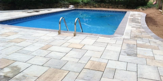 Paver patio around pool deck