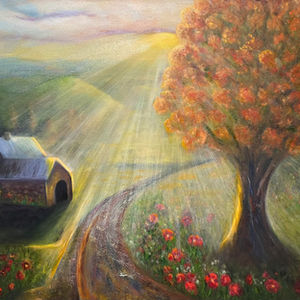 Oil painting on gallery wrapped canvas; 61 cm x 92 cm x 3.5 cm gallery wrapped canvas