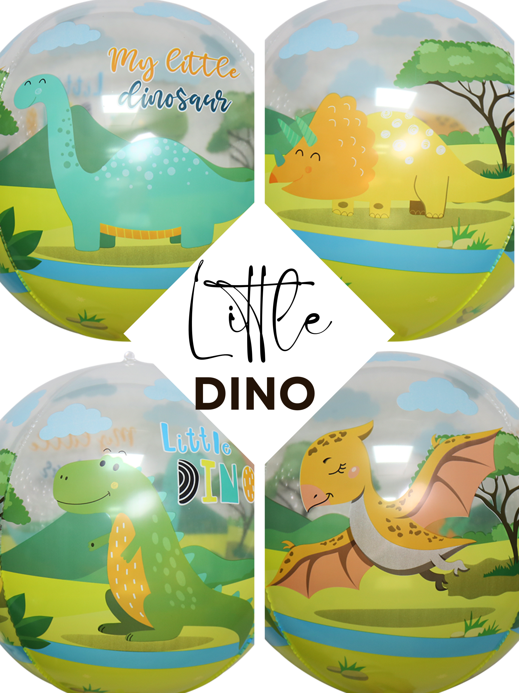 16" Little Dinosaur Round Sphere Foil Balloon