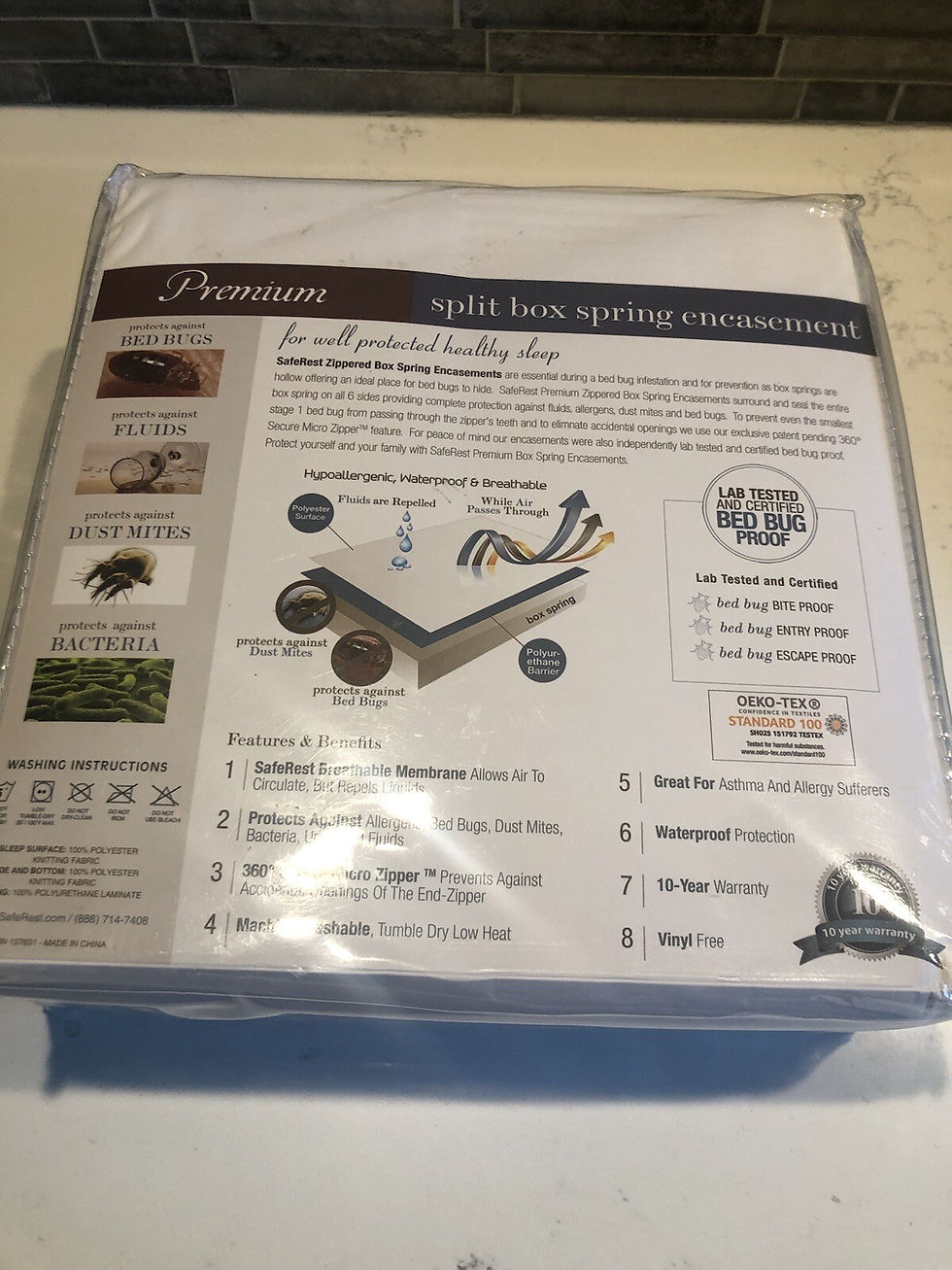 Miniatura: SafeRest Full Premium Waterproof Bed Bug Proof Mattress Encasement (fits 9-12in)