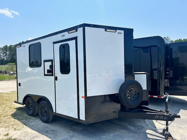 White Rock Solid Cargo 8.5x12 tandem axle fiber optic splicing trailer with Black Rock Solid trim package.