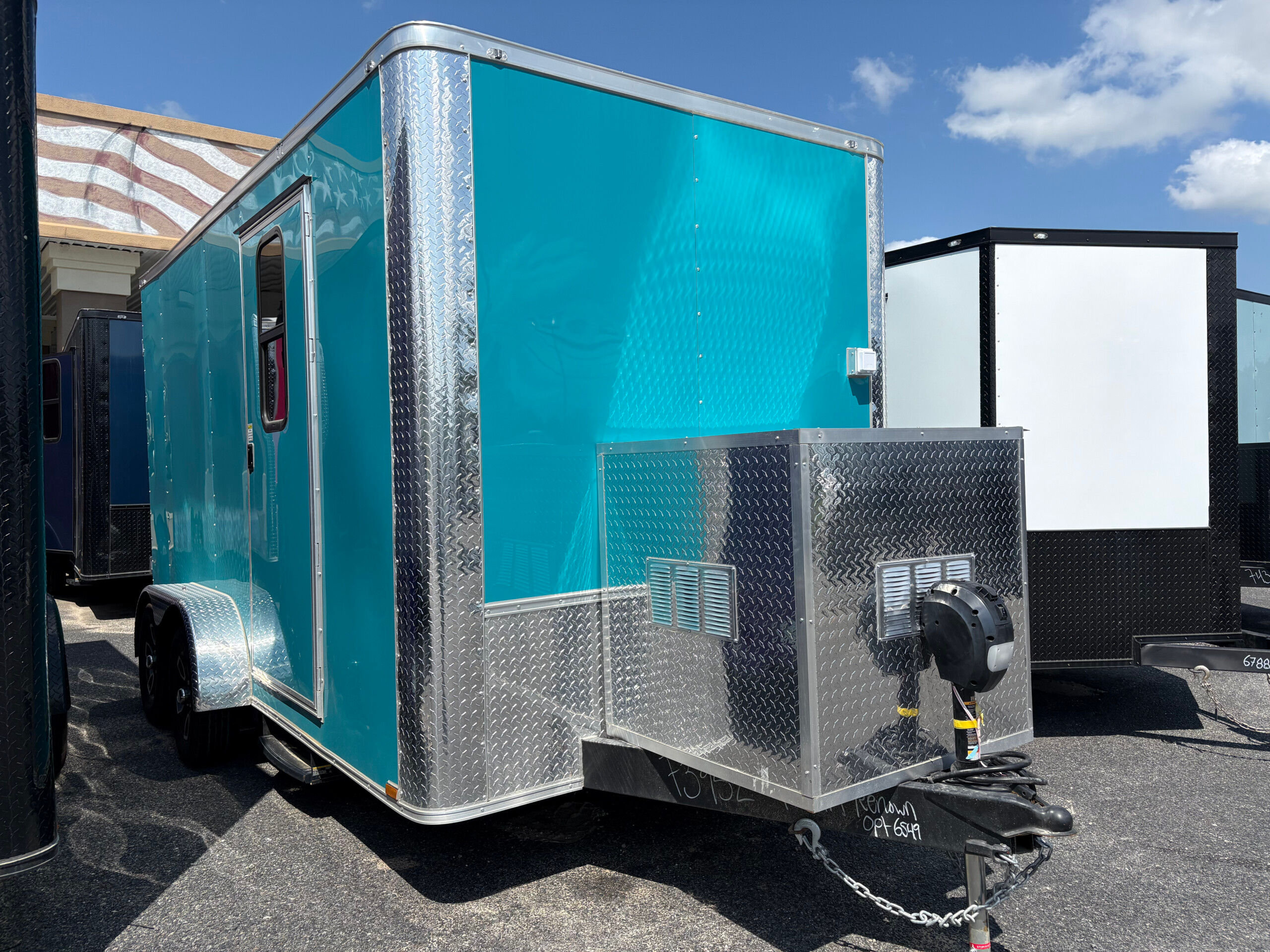 7x14 Water Blue Genesis Series Pet Grooming Trailer with stainless steel tub and generator box for sale