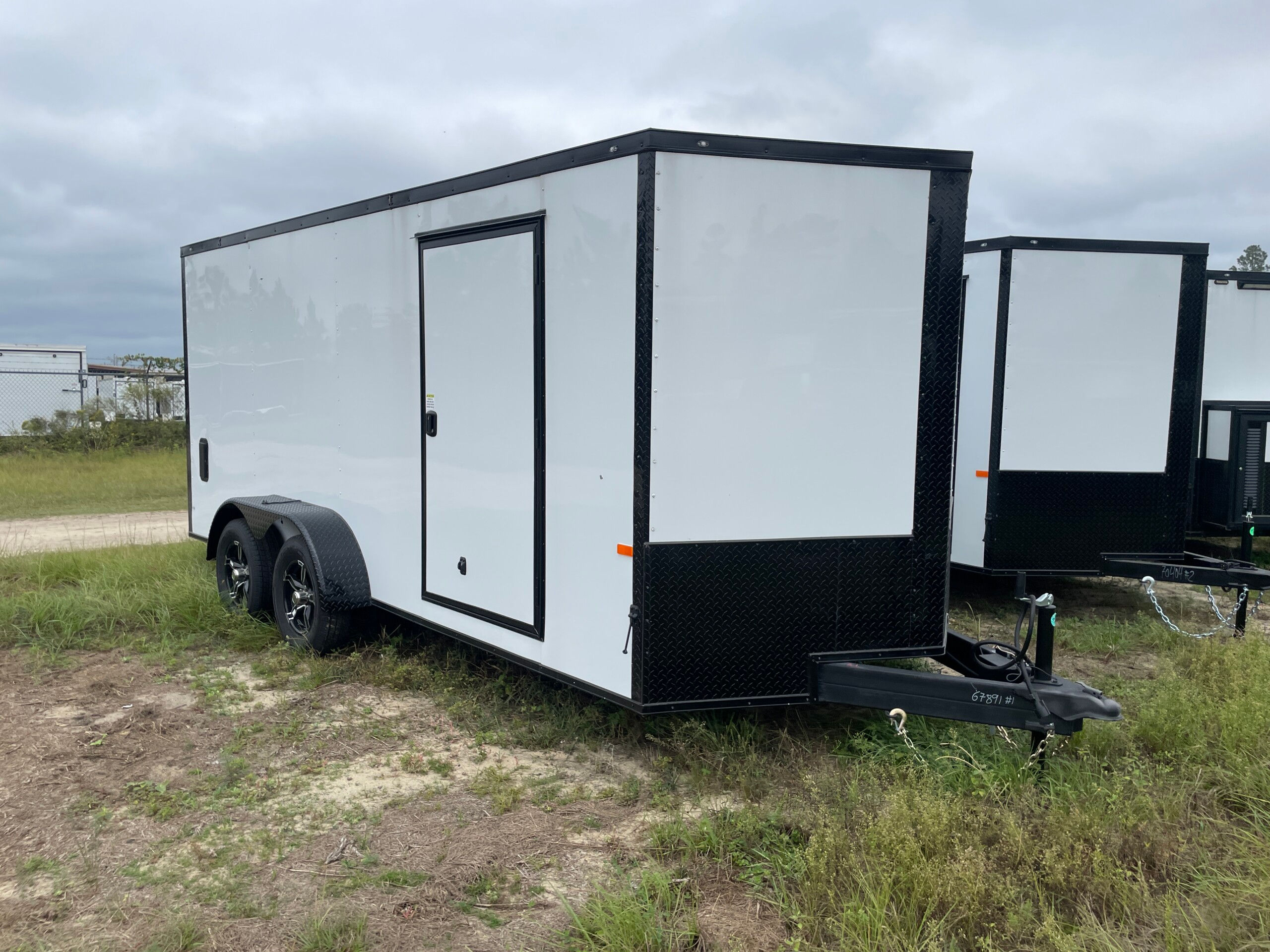 7x16 White and Black Out Tandem Axle Enclosed Cargo Trailer with .080 Polycore exterior