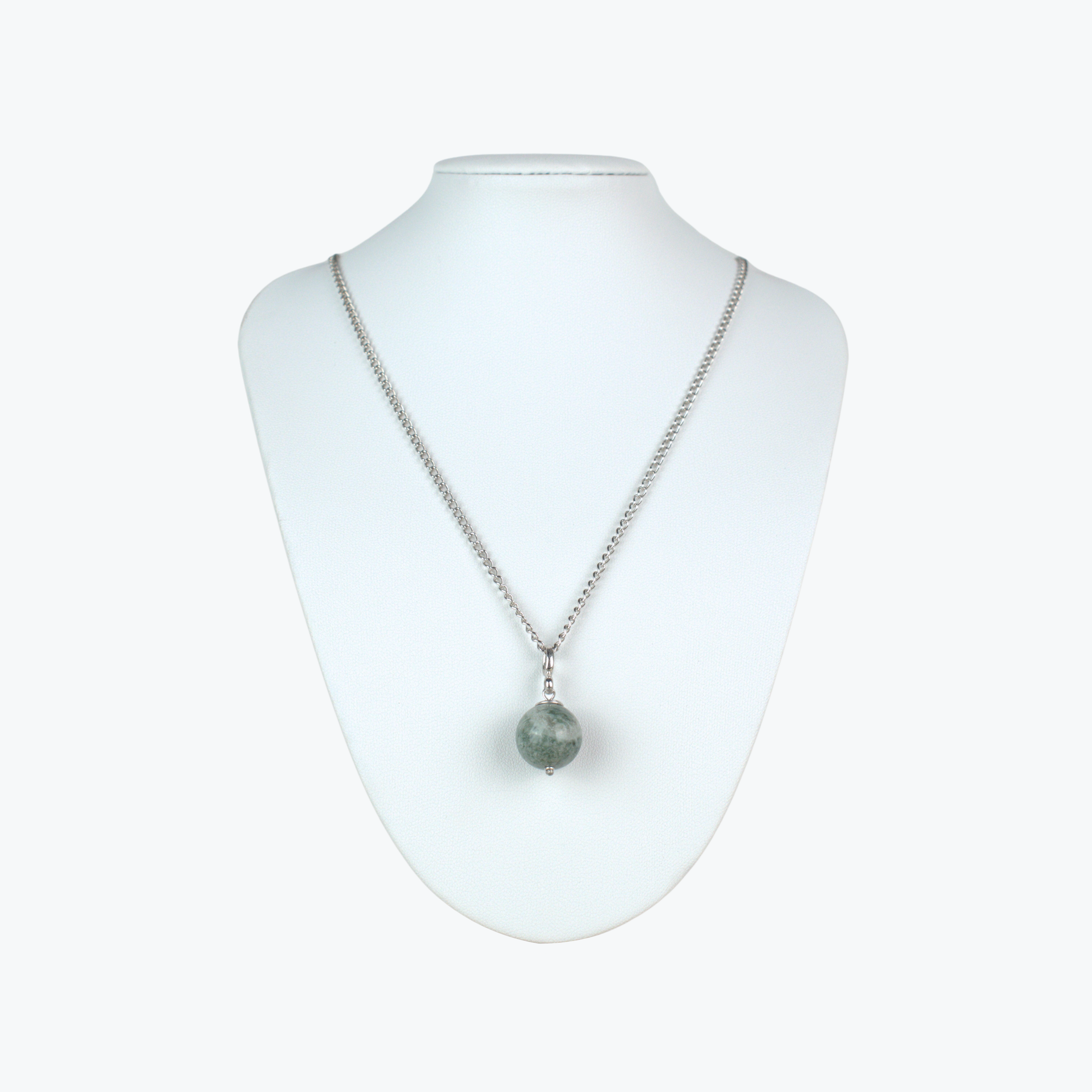 Cloud Grey jadeite necklace in recycled sterling silver, UK-hallmarked, handcrafted in the UK - Ayana Jade.