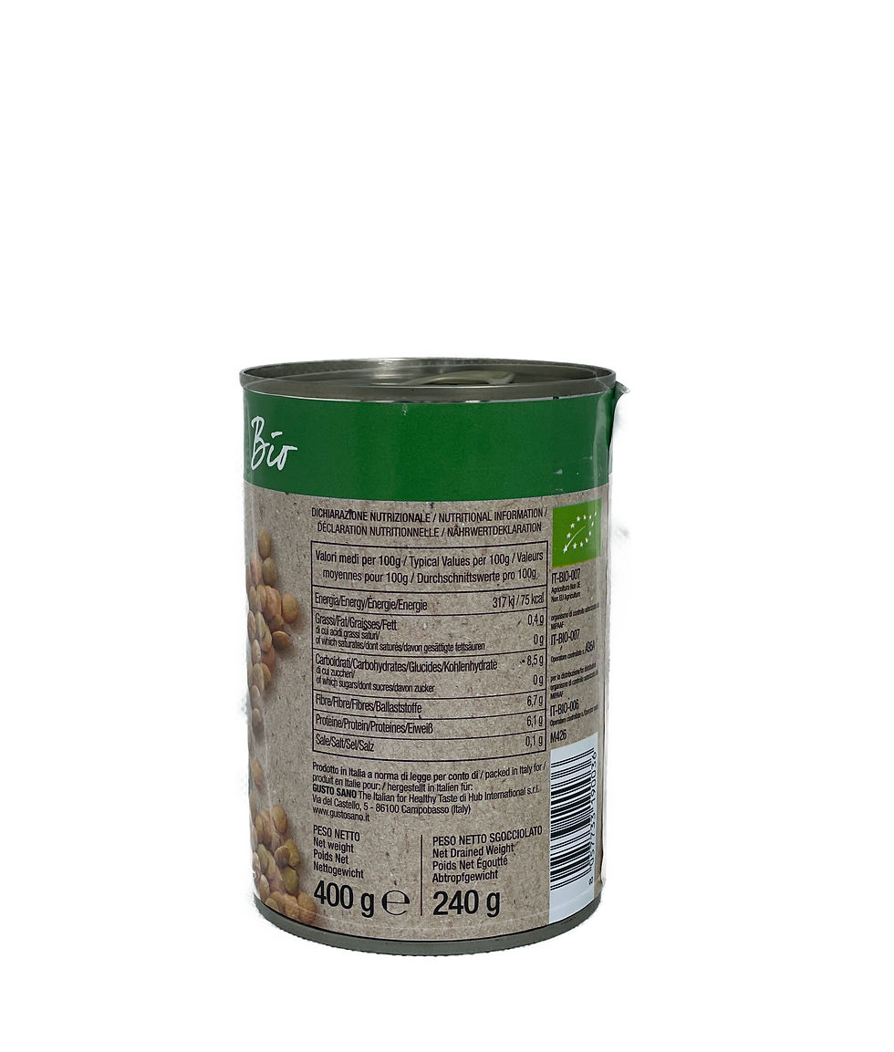 Gusto Sano - Linsen BIO - 400g, Nährwertangaben