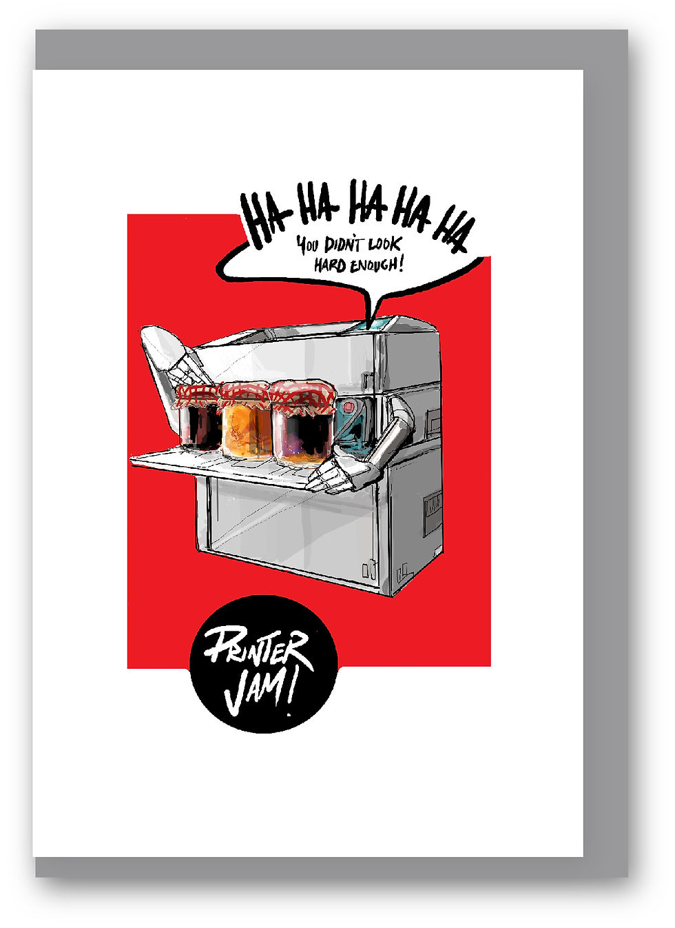 printer pots of jam printer jam funny card how funny