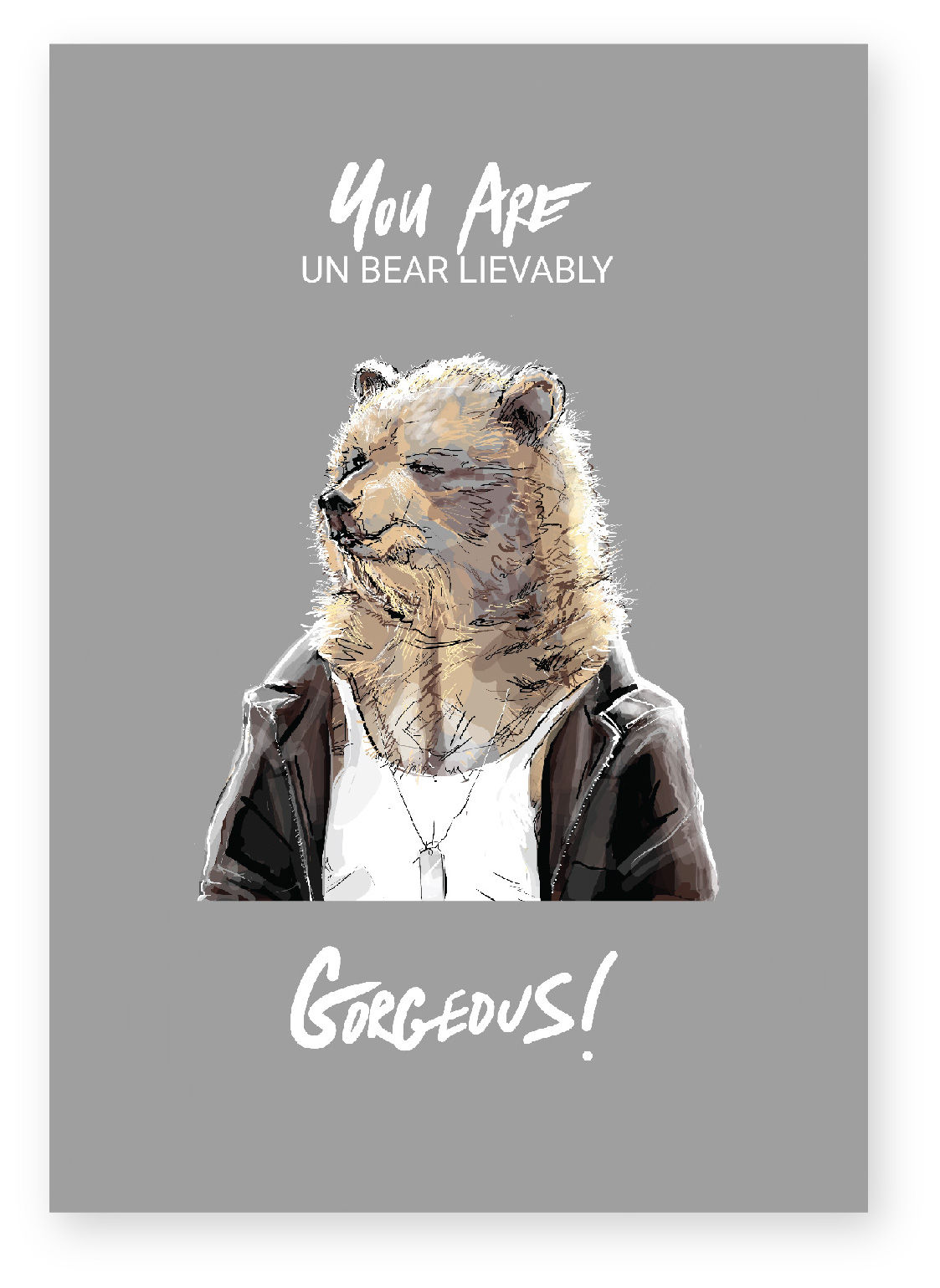 HANDSOME BROWN BEAR IN VEST AND COAT, GORGEOUS FUNNY CARD, HOW FUNNY GREETING CARD