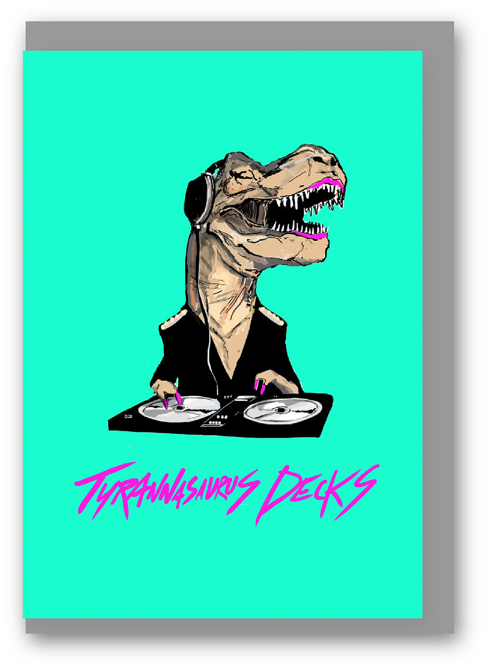 DINOSAUR, DJ, LIPSTICK, PARTY, MUSIC, FUNNY CARD, HOW FUNNY