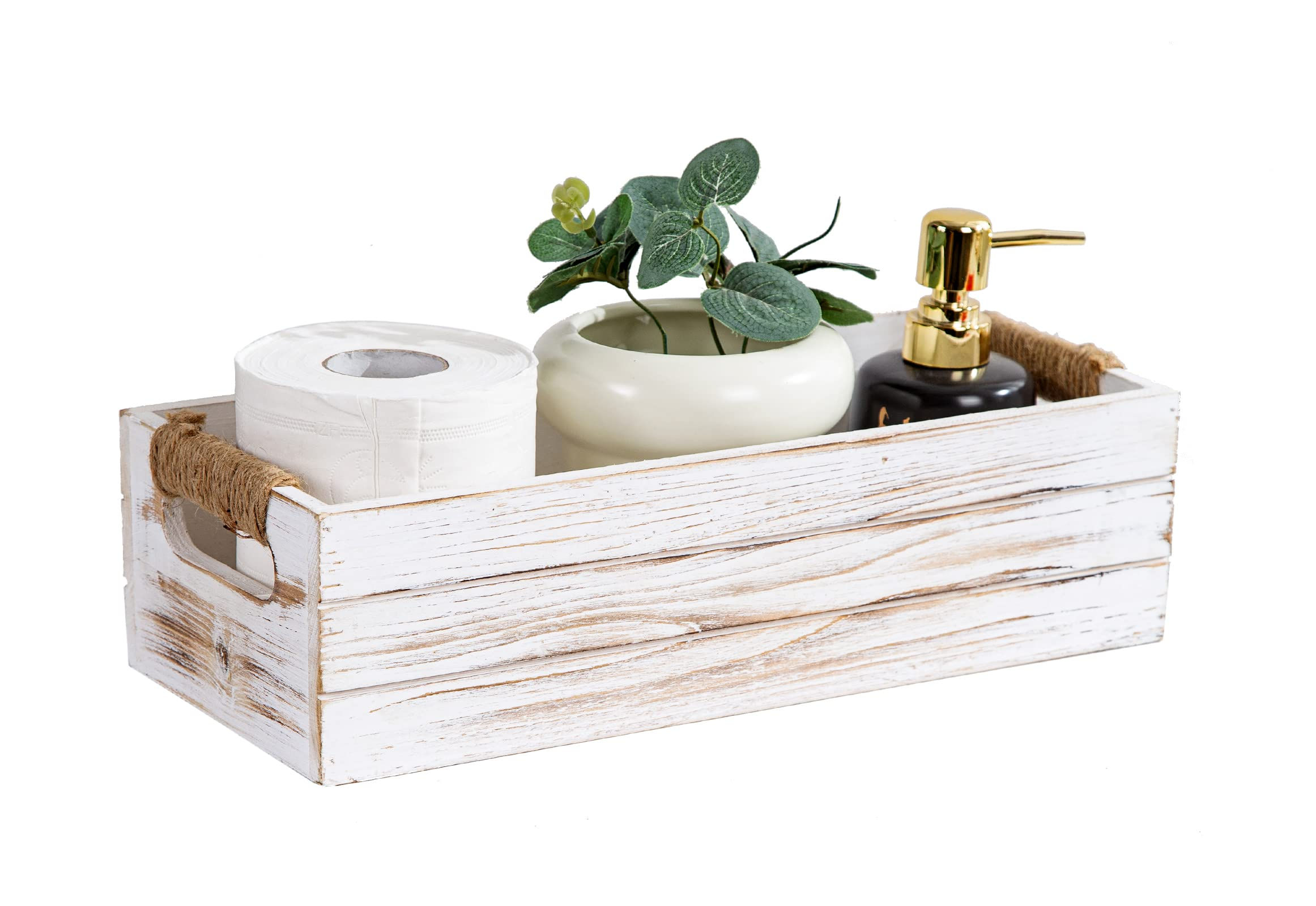 TIMRIS Rustic Wooden Box Farmhouse Bathroom Decor Box Wooden Toilet Paper Holder