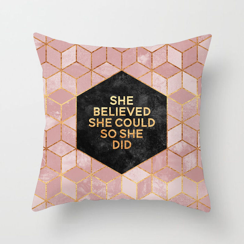 Thumbnail: Chic Pink Geometric Cushion Cover