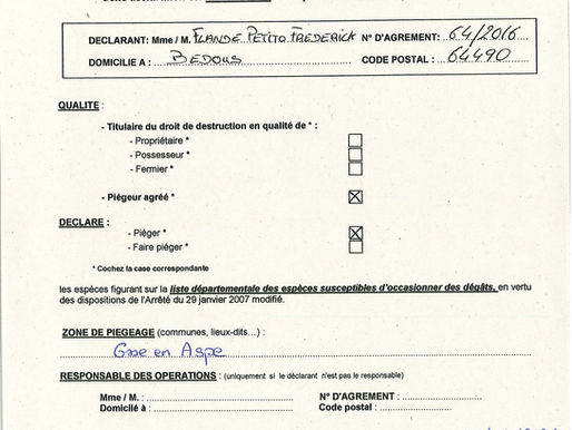 Déclaration piegeage