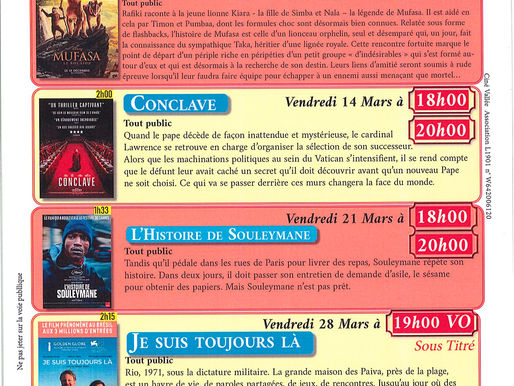 Programme ciné du mois