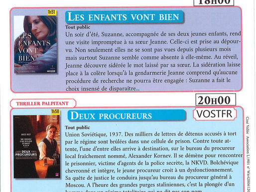 A l'affiche vendredi