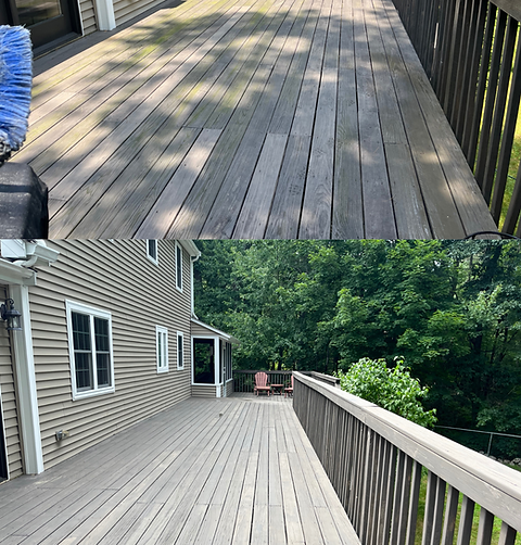 We service the following areas: Deck washing in Plainville MA, Deck Washing in Wrentham MA, Deck Washing in North Attleboro MA, Deck Washing in Attleboro MA, Deck Washing in Franklin MA, Deck washing in Foxboro MA, Deck washing in Mansfield MA. We offer honest and affordable pricing with top notch customer services experiences. We have the expertise an experience to properly clean your deck without causing damage. Whether your deck is made of wood or plastic we utilize low or high pressure depending on the material it is made of to safely and effectively clean your deck. Usually the best method is a low pressure soft wash utilizing bleach and water and a scrub brush to safely clean the stubborn stains without damaging the material. 