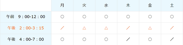 診療時間表