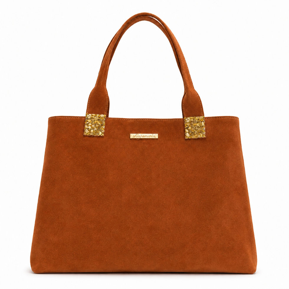 Miniatura: bolsa tote terracota com pedraria