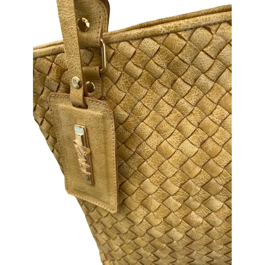 Miniatura: bolsa caramelo mostarda trançado