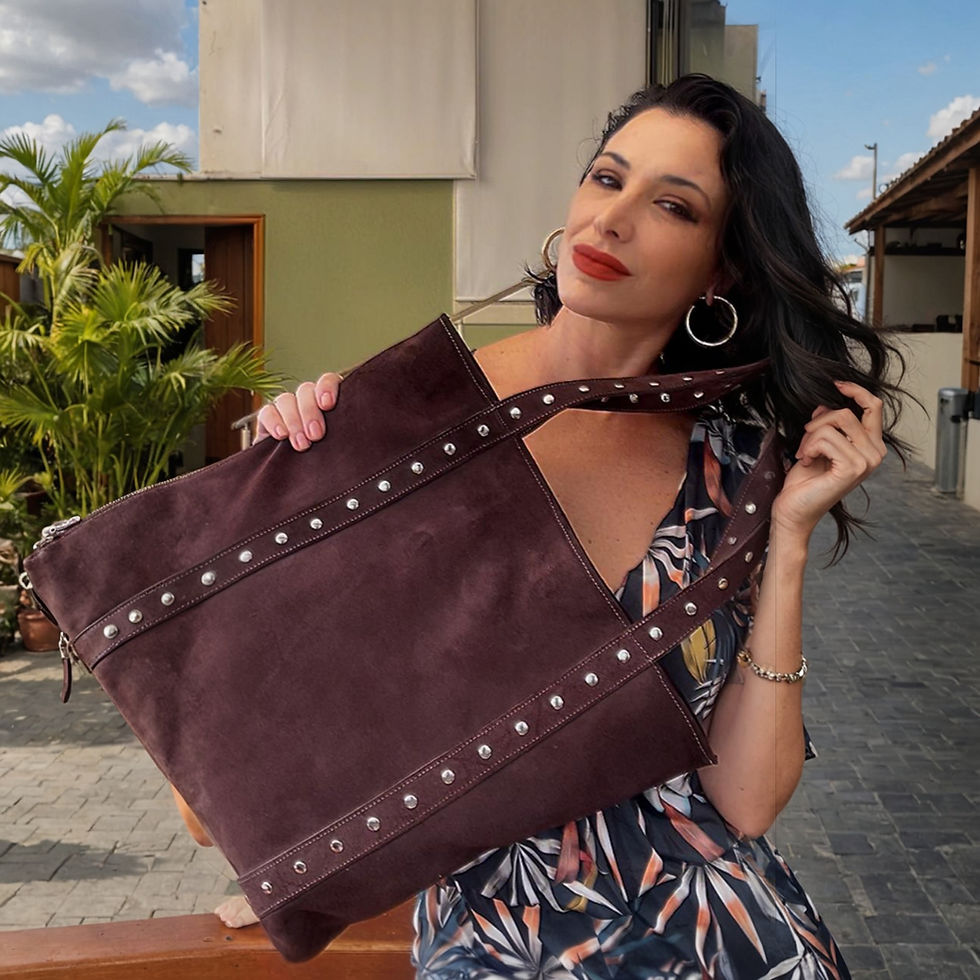 bolsa em camurça chocolate