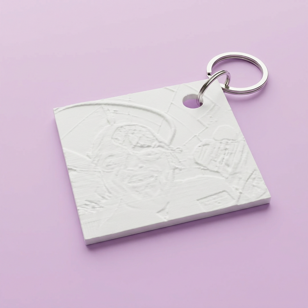 Llavero mágico sin luz, placa blanca con relieve
