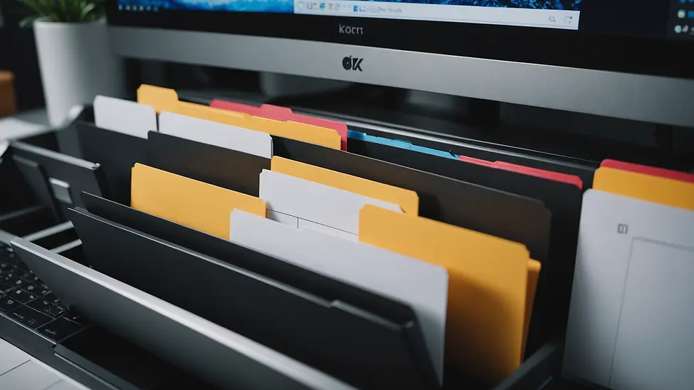 Close-up view of a clean computer screen with organized folders