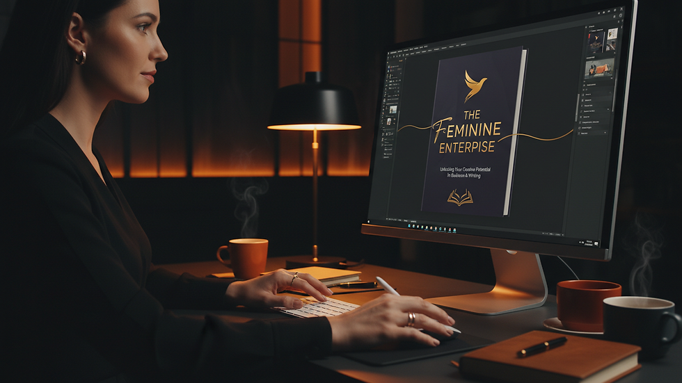 Close-up view of a designer working on a book cover layout on a computer screen