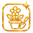 Ícone dourado de vaso com flores para a categoria Jardim