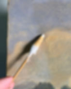 detail, blauwe lucht, wattenstaafje, vergeeld vernis verwijderen