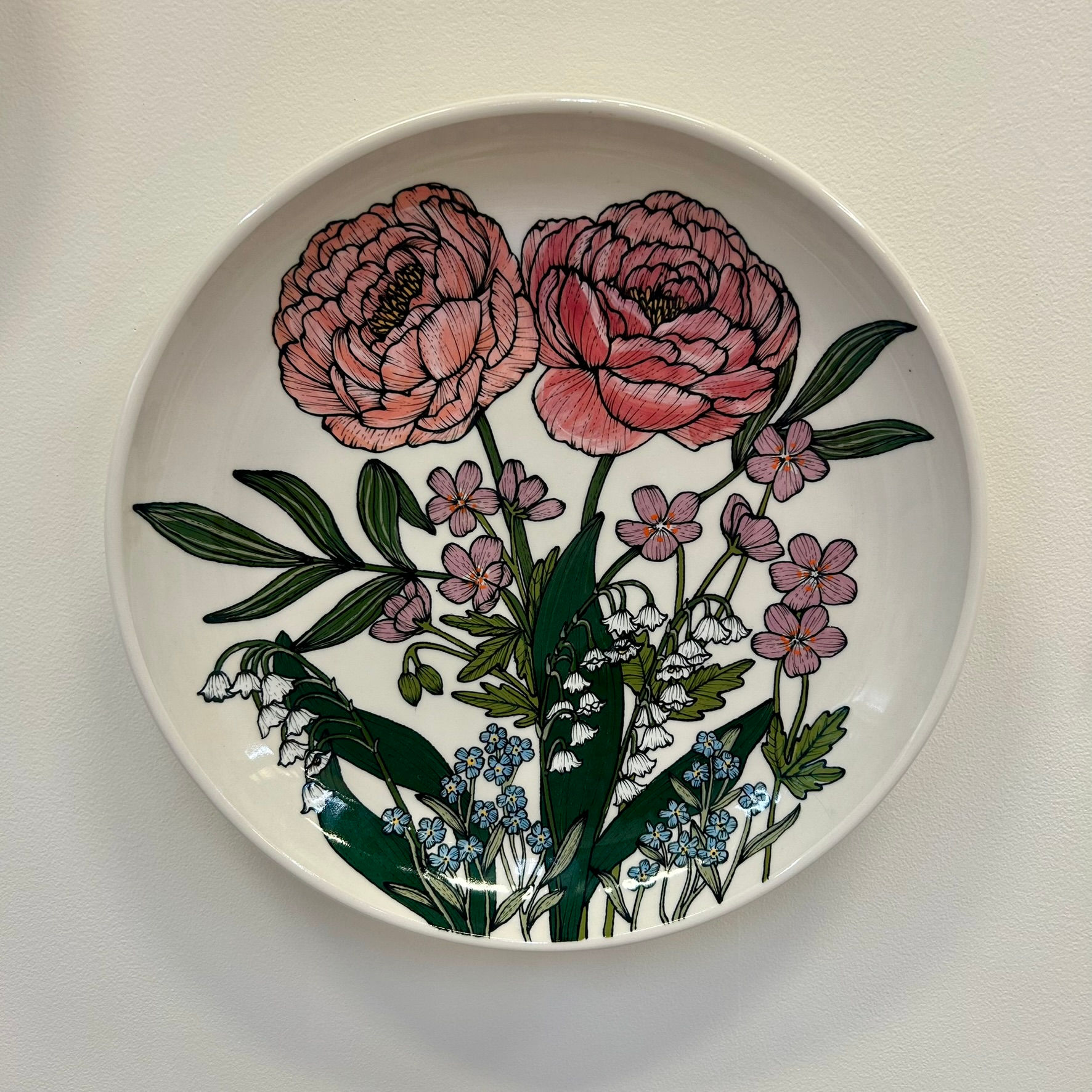 Spring: Peony, Wild Geranium, Lily of the Valley, & Forget-Me-Not Platter