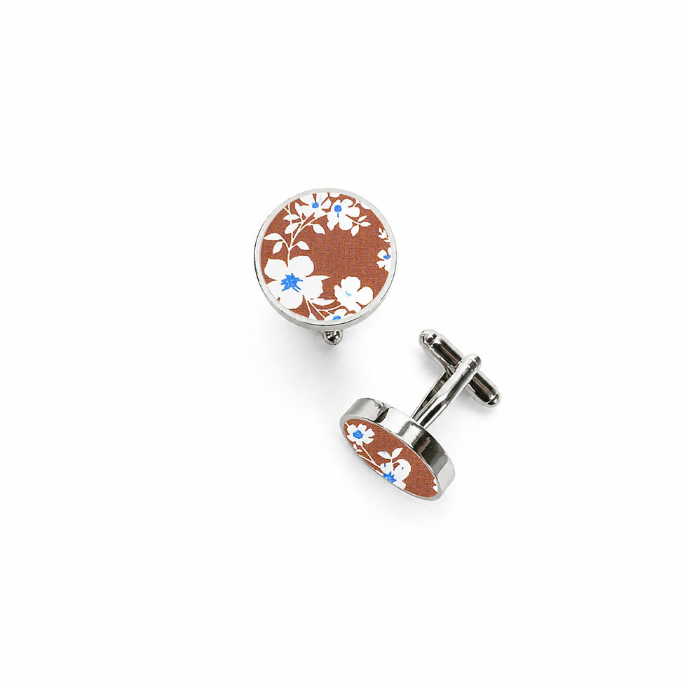 Rust Brown Floral Cufflinks