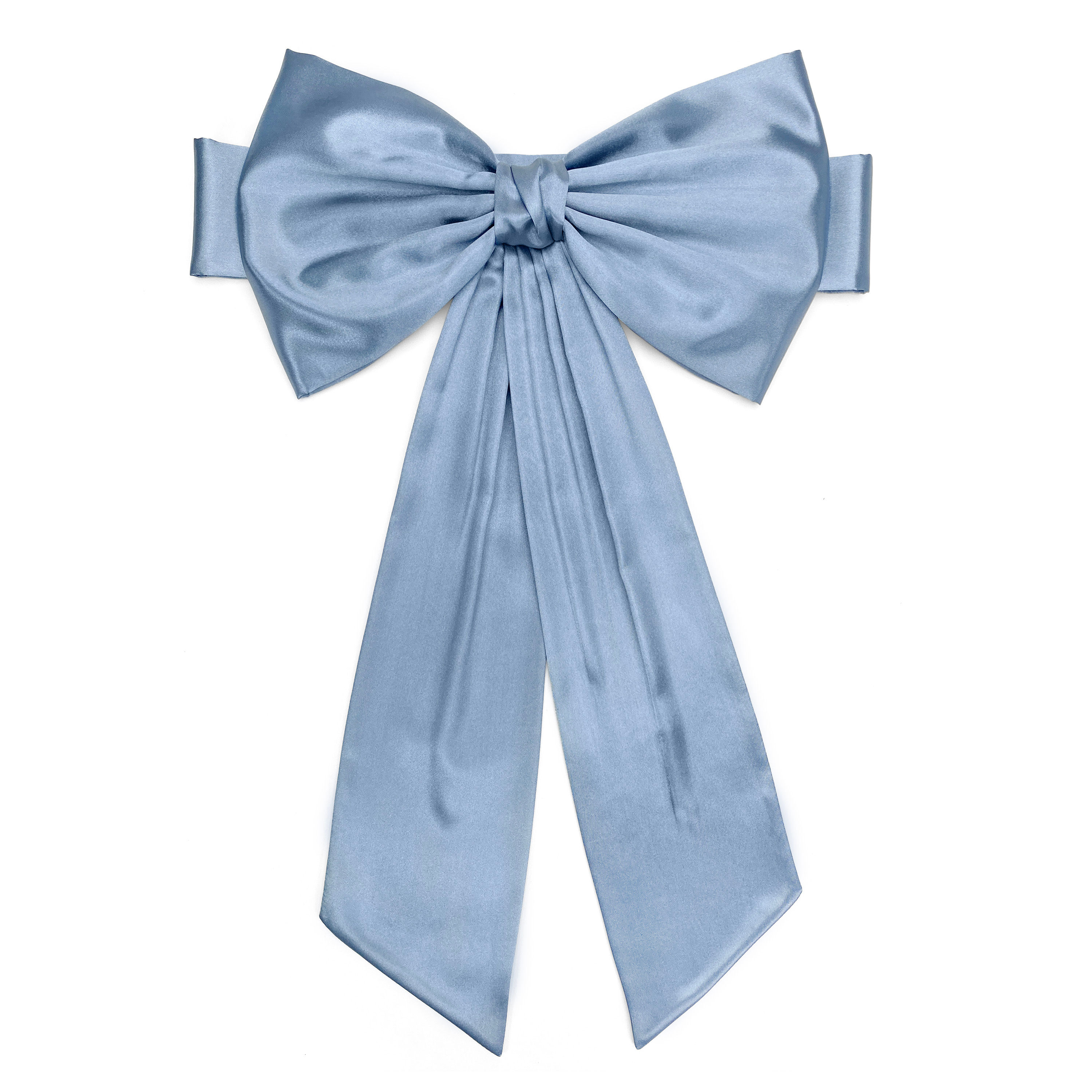 Dusty Blue Satin Sash Belt with Pre-tied Bow