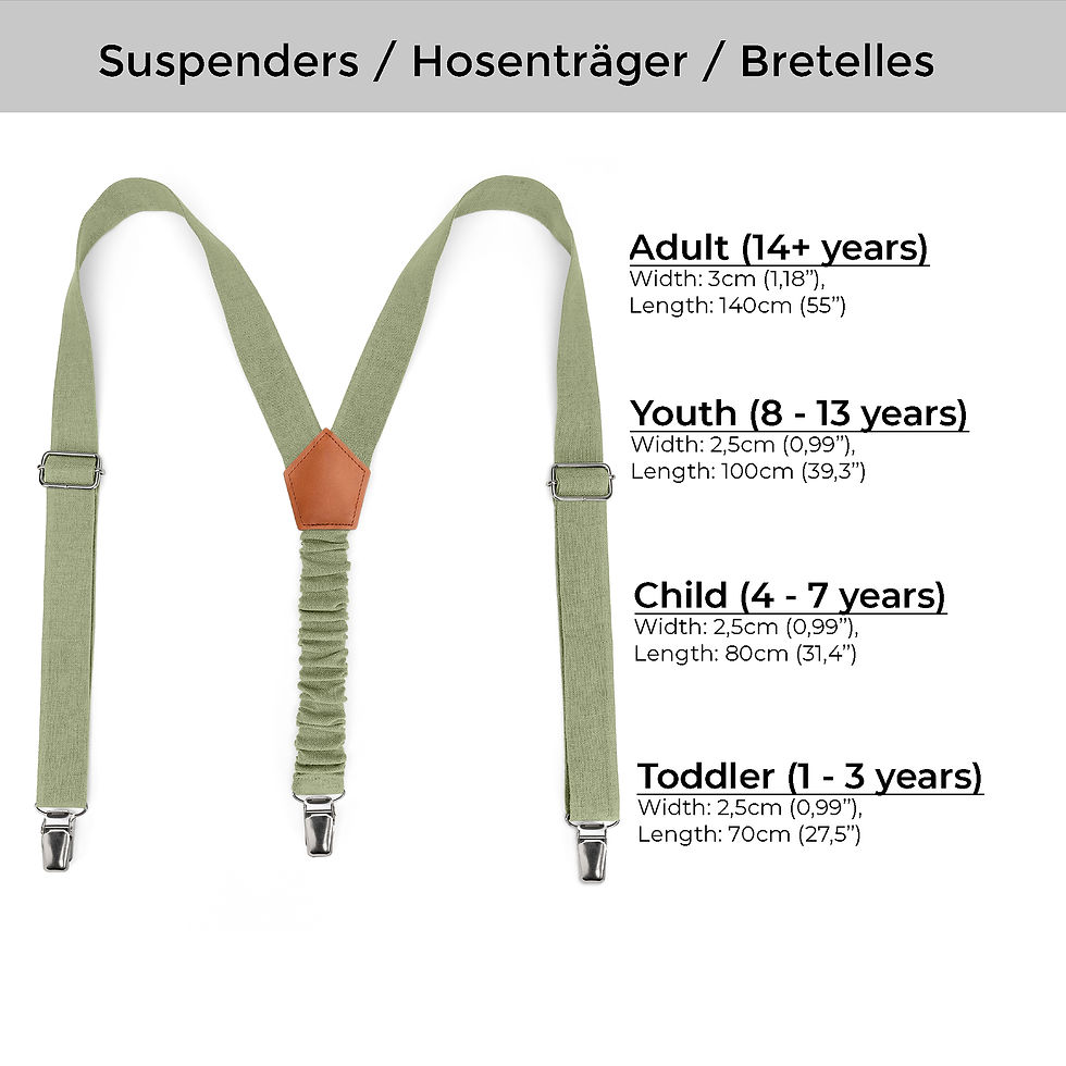 Thumbnail: Soft Olive Suspenders for Boys and Men sizes