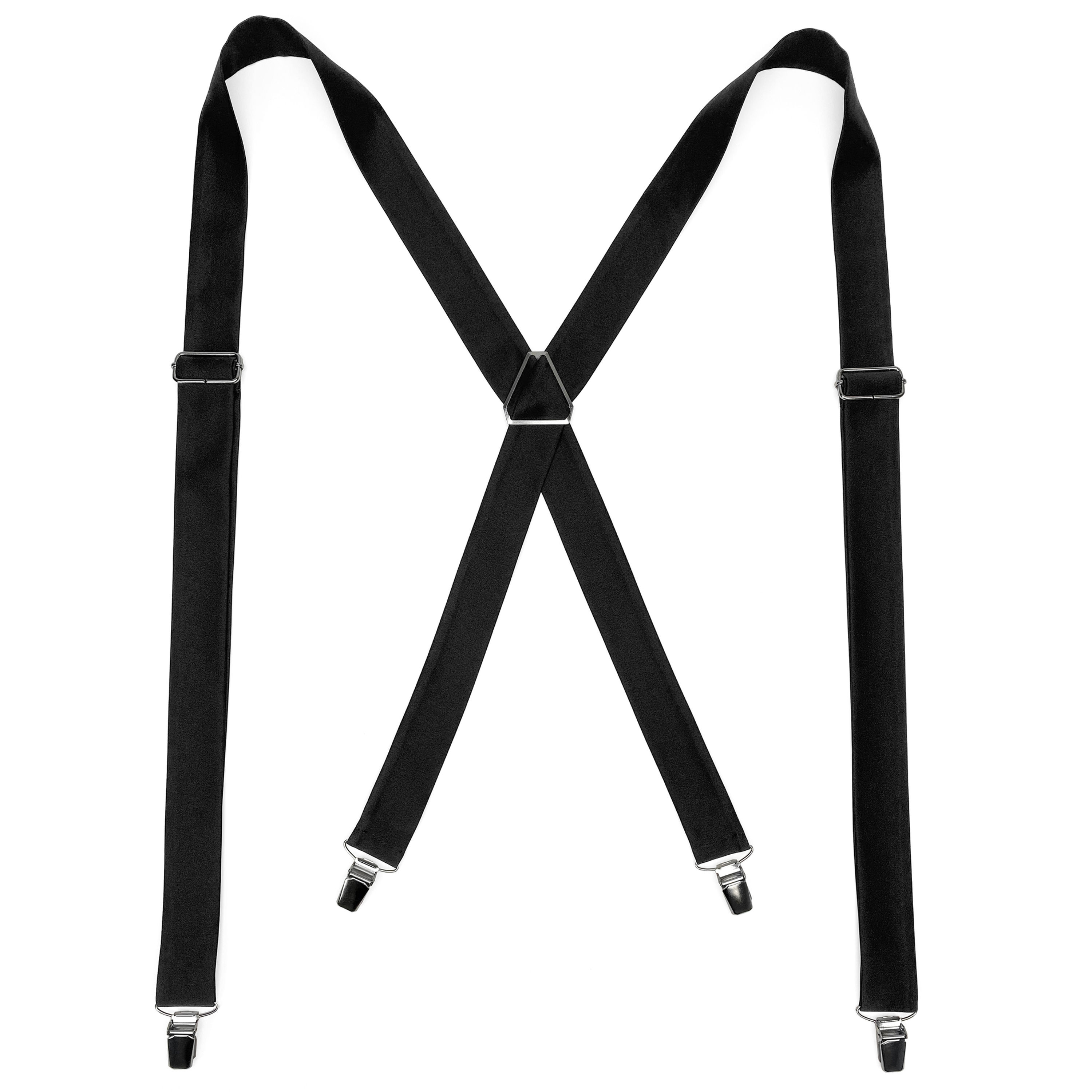 Black Satin Suspenders Clip-on