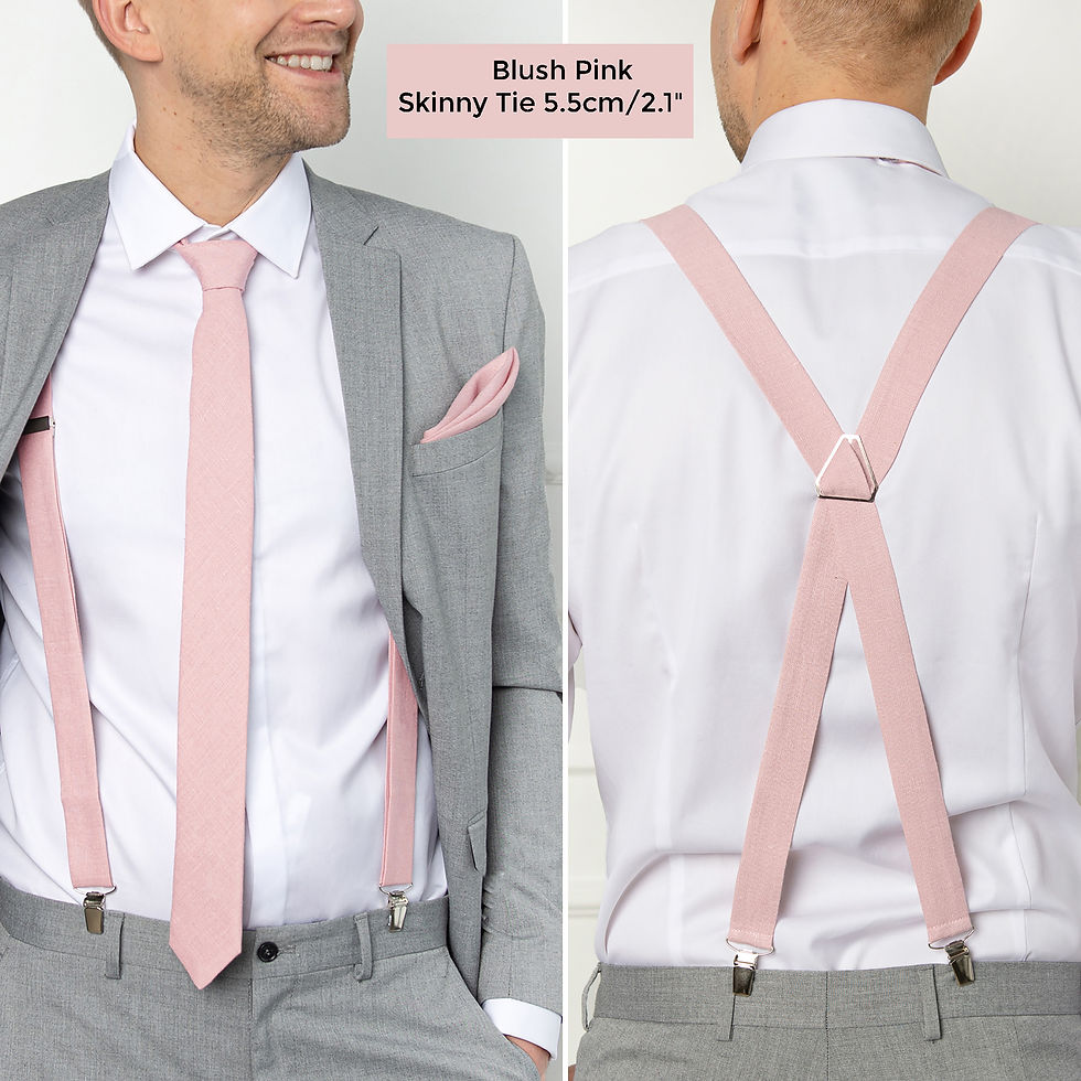 Miniaturbild: Blush Pink suspenders on a male model