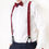 Thumbnail: Burgundy Suspenders with leather on a male model with white shirt