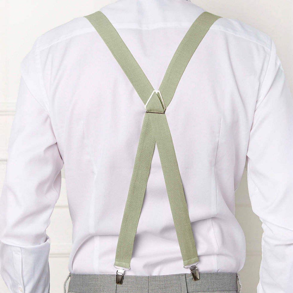 Miniaturbild: Soft Olive suspenders on a male model